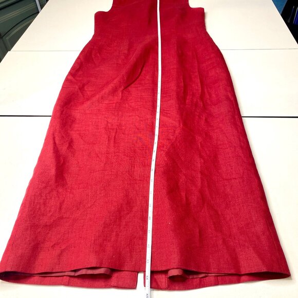 Talbots Red Vintage Irish Linen Sleeveless Button-Down Midi Dress Size Petite 2 - Picture 7 of 9